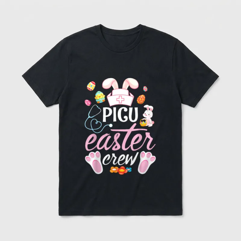 Bunny Face Easter Eggs Happy Day T-Shirt – Classic T-Shirt in Black