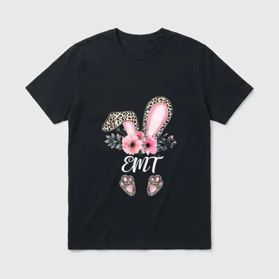 Bunny EMT Nurse Leopard Rabbit Easter T-Shirt – Classic T-Shirt in Black