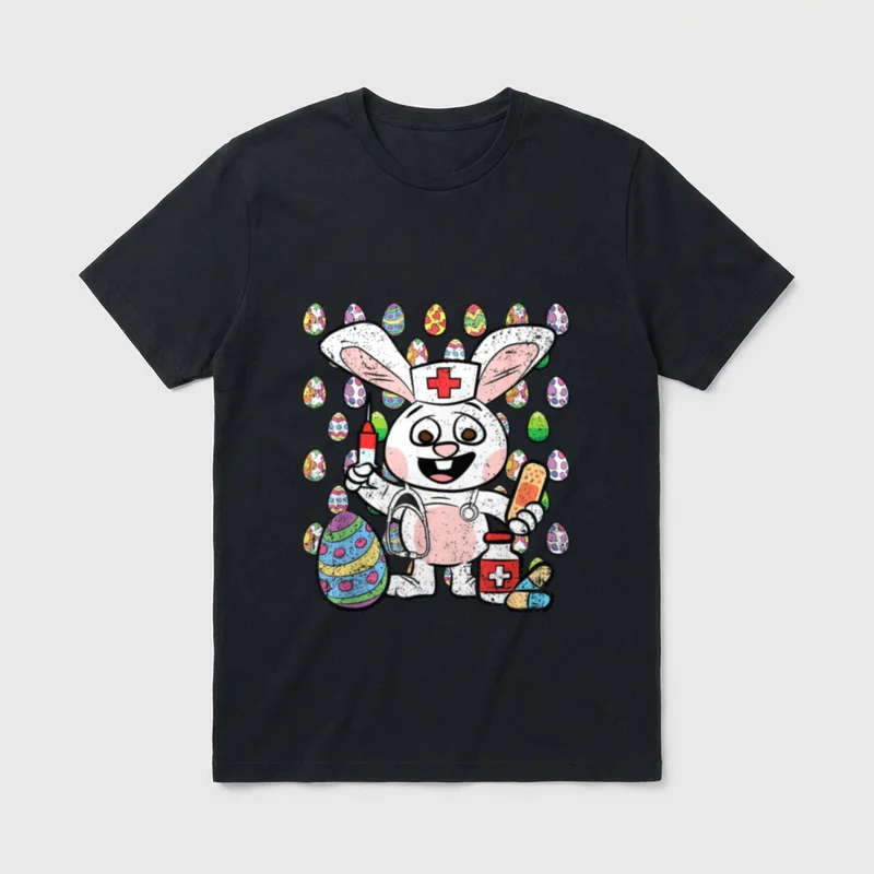Nurse Bunny Easter Egg Hunting T-Shirt – Classic T-Shirt in Black