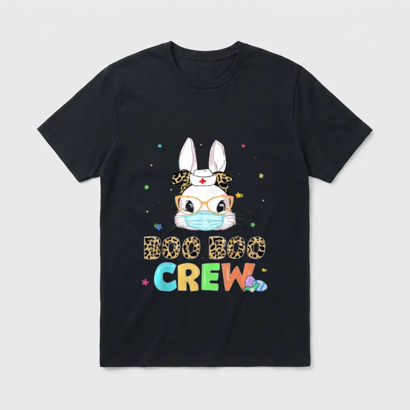 Boo Boo Crew Bunny Nurse Leopard T-Shirt – Classic T-Shirt in Black