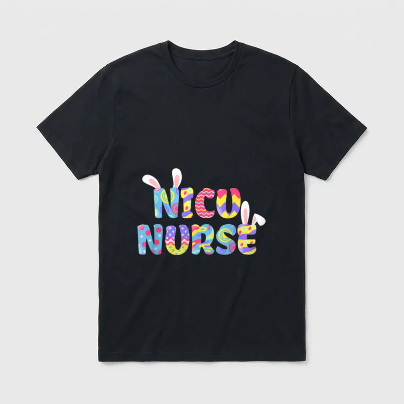 Easter NICU Nurse Cute Bunny Ears T-Shirt – Classic T-Shirt in Black