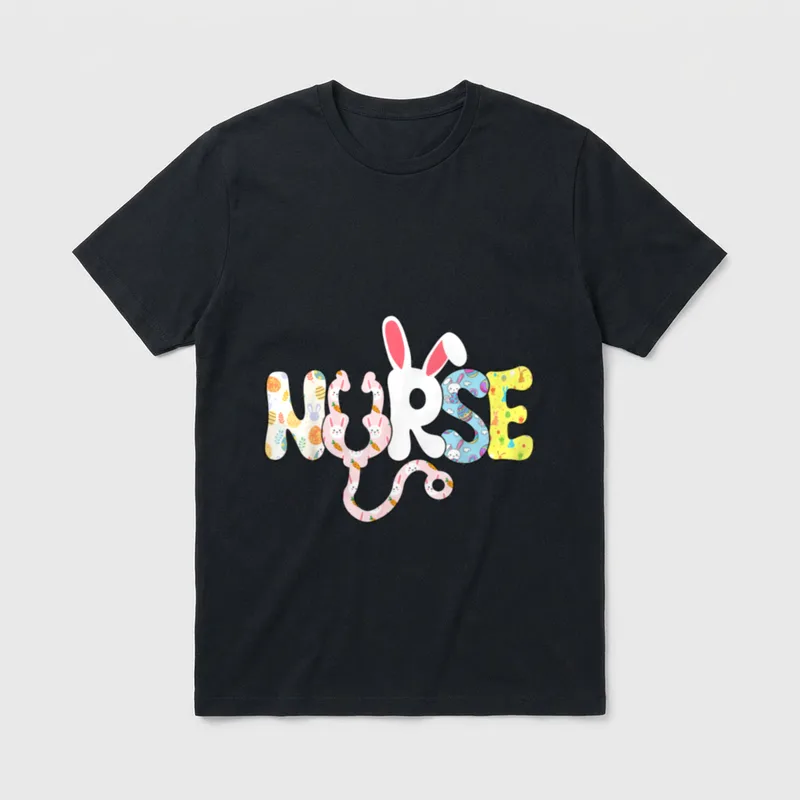 Stethoscope Scrub Nurse Life Easter Eggs T-Shirt – Classic T-Shirt in Black