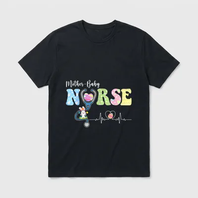Mother Baby Nurse Happy Easter Day T-Shirt – Classic T-Shirt in Black