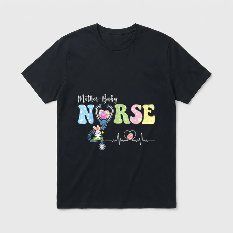 Mother Baby Nurse Happy Easter Day T-Shirt – Classic T-Shirt in Black