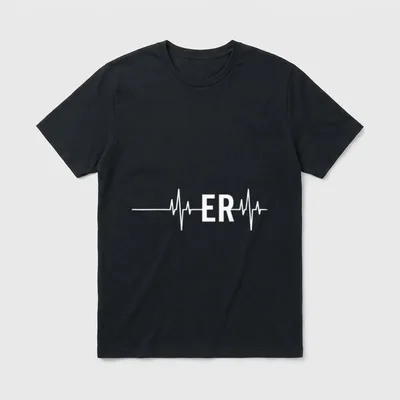 Emergency Nurse Shirt – White ER lettering with a continuous heartbeat pulse line – Classic T-Shirt in Black