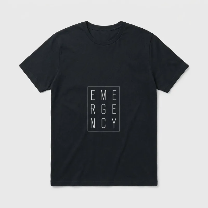Emergency Department Nurse Shirt – EMERGENCY in stacked letters inside a rectangular border – Classic T-Shirt in Black