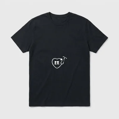 ER Nurse Medical T-Shirt – Stethoscope forming a heart around bold ER letters – Classic T-Shirt in Black