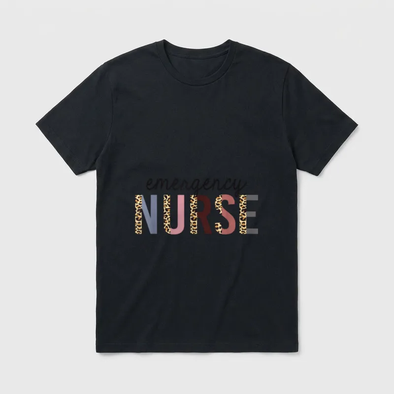 Emergency Nurse Leopard Print ER School T-Shirt – Classic T-Shirt in Black