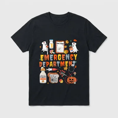 Emergency Department Funny ER Nurse Halloween T-Shirt – Classic T-Shirt in Black