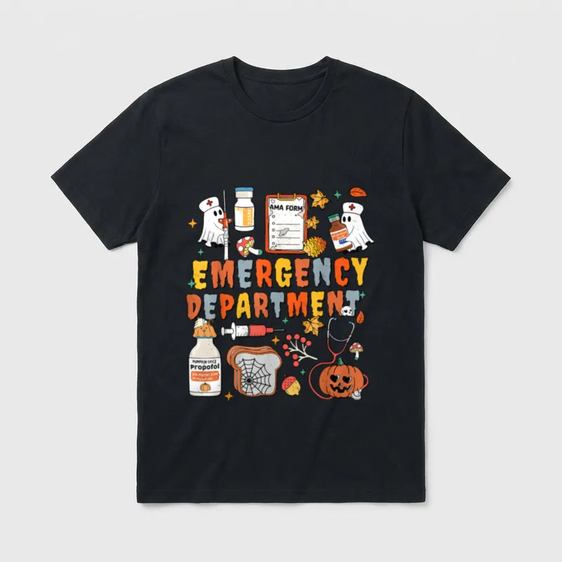 Emergency Department Funny ER Nurse Halloween T-Shirt – Classic T-Shirt in Black