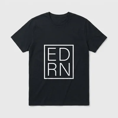 EDRN Emergency Room ER ED Registered T-Shirt – White EDRN lettering inside a clean square frame – Classic T-Shirt in Black