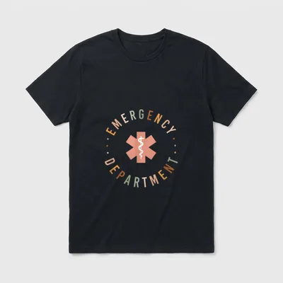 Emergency Department ER ED Room Nurse T-Shirt – EMERGENCY DEPARTMENT with Star of Life emblem – Classic T-Shirt in Black