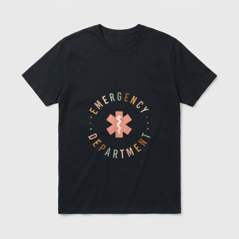 Emergency Department ER ED Room Nurse T-Shirt – EMERGENCY DEPARTMENT with Star of Life emblem – Classic T-Shirt in Black