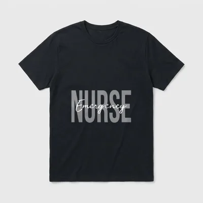 ER Nurse Emergency Room Registered T-Shirt – Emergency script layered over block Nurse lettering – Classic T-Shirt in Black
