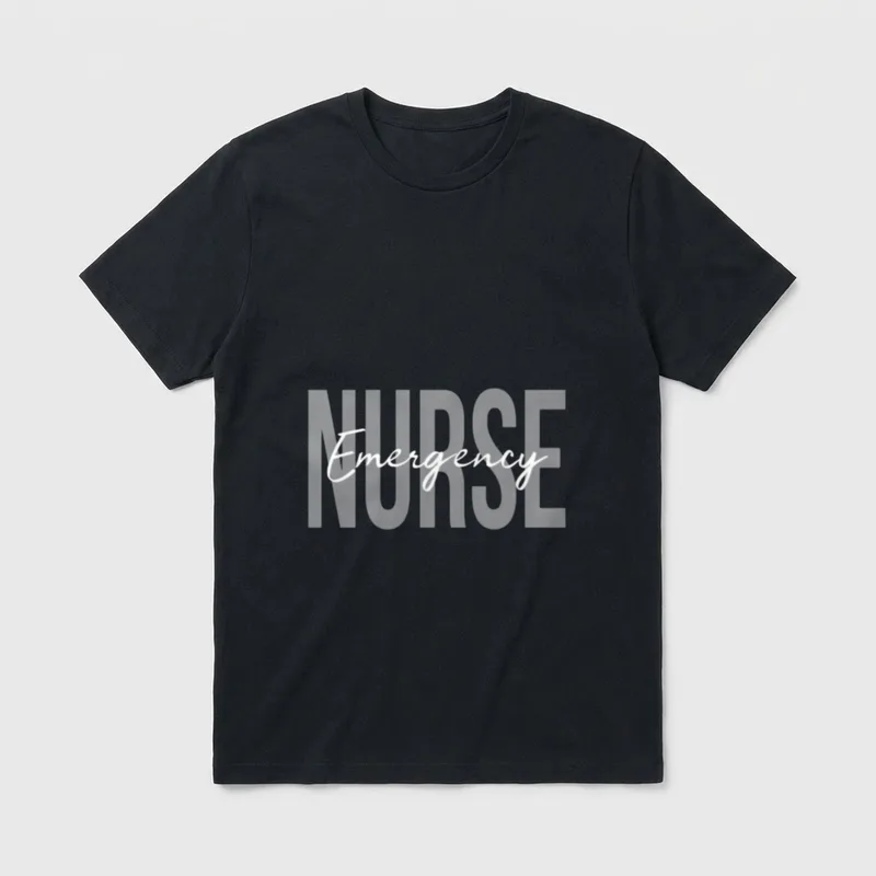 ER Nurse Emergency Room Registered T-Shirt – Emergency script layered over block Nurse lettering – Classic T-Shirt in Black