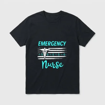 Emergency Nurse American Flag ER Registered T-Shirt – Classic T-Shirt in Black