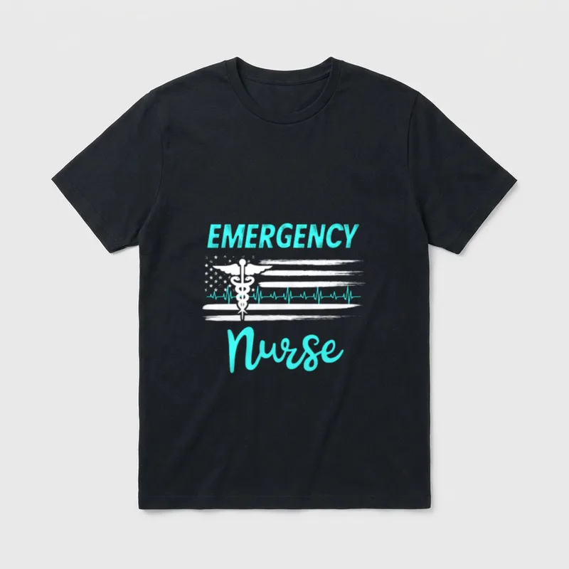 Emergency Nurse American Flag ER Registered T-Shirt – Classic T-Shirt in Black