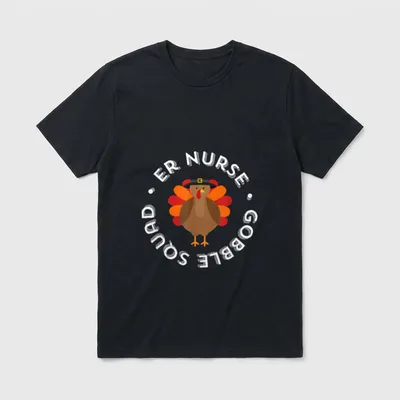 Thanksgiving Nurse ER Gobble Squad T-Shirt – Classic T-Shirt in Black