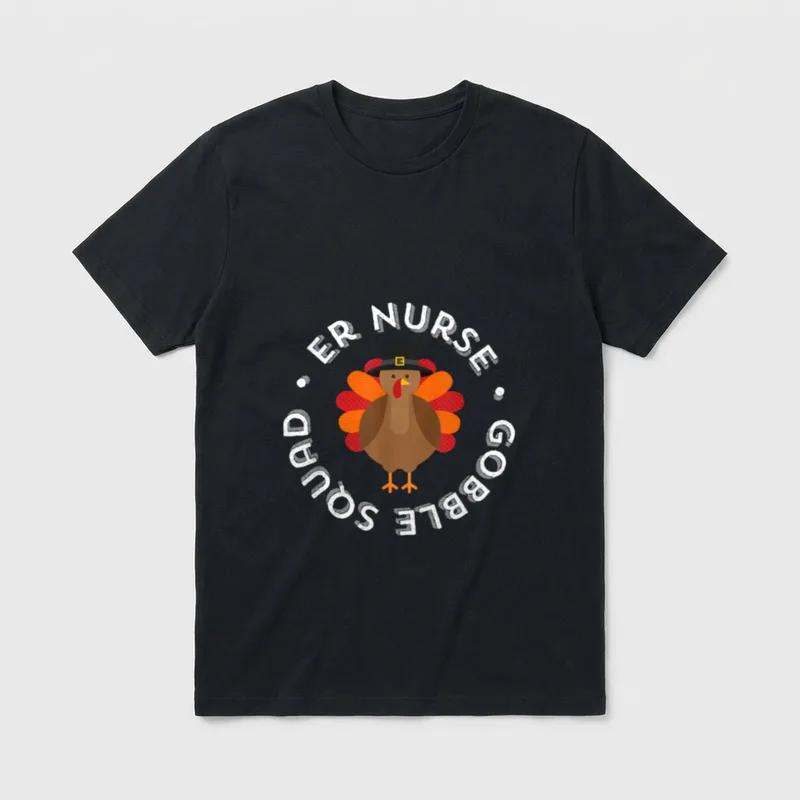 Thanksgiving Nurse ER Gobble Squad T-Shirt – Classic T-Shirt in Black