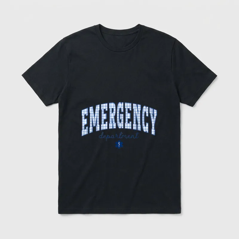Emergency Department ER Nurse Gingham Work T-Shirt – Classic T-Shirt in Black