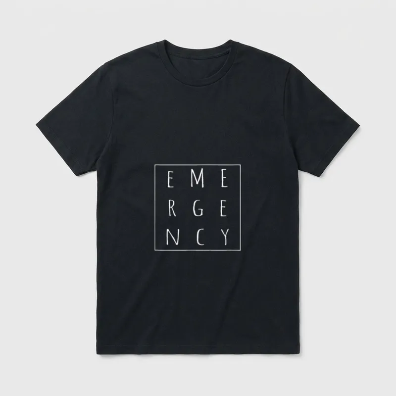 Emergency Nurse and ED Tech Department T-Shirt – The word EMERGENCY displayed in a square frame – Classic T-Shirt in Black