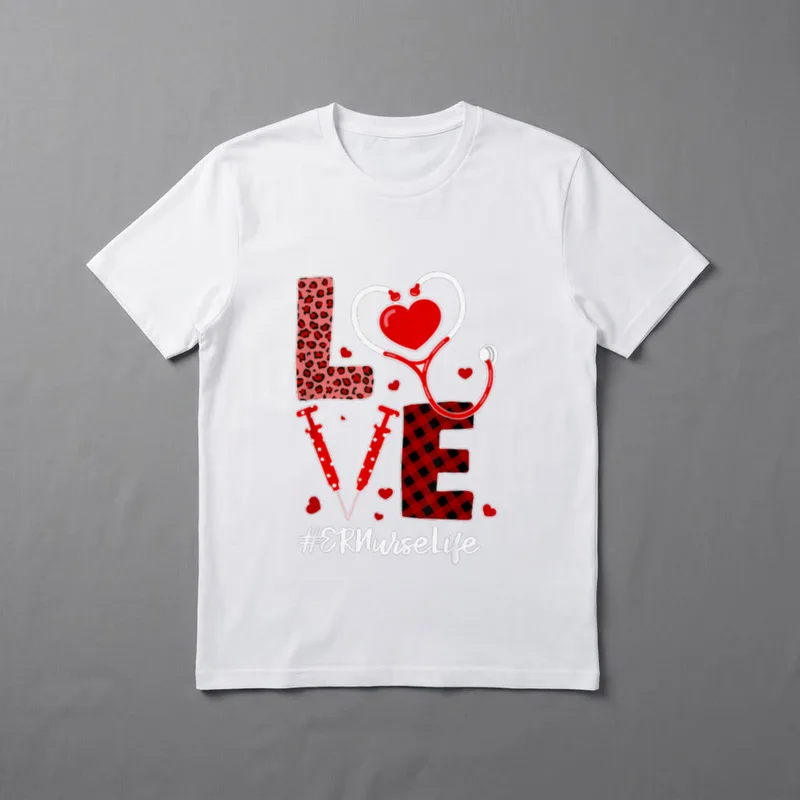 Tu Love Stethoscope Heart ER Nurse T-Shirt – Classic T-Shirt in Black