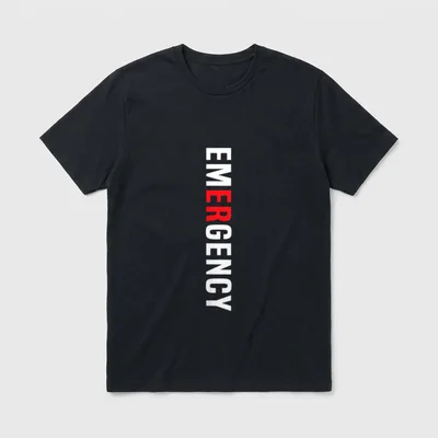 Emergency Department Room Nurse Healthcare T-Shirt – Vertical emergency text with red ER letters – Classic T-Shirt in Black