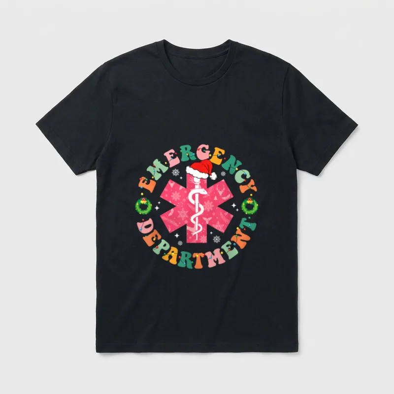 Emergency Department ER Nurse Christmas Room T-Shirt – Classic T-Shirt in Black