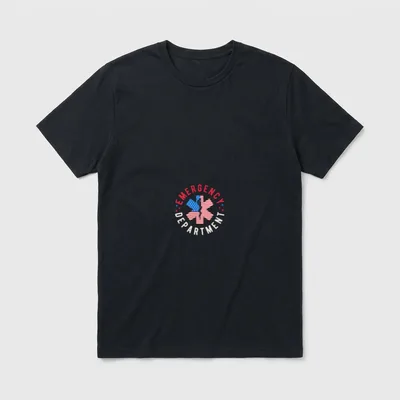 July USA Room Er Nurse T-Shirt – Emergency Department text around a patriotic star of life emblem – Classic T-Shirt in Black