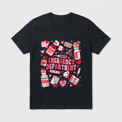 Emergency Department ED ER Nurse Valentines T-Shirt – Classic T-Shirt in Black