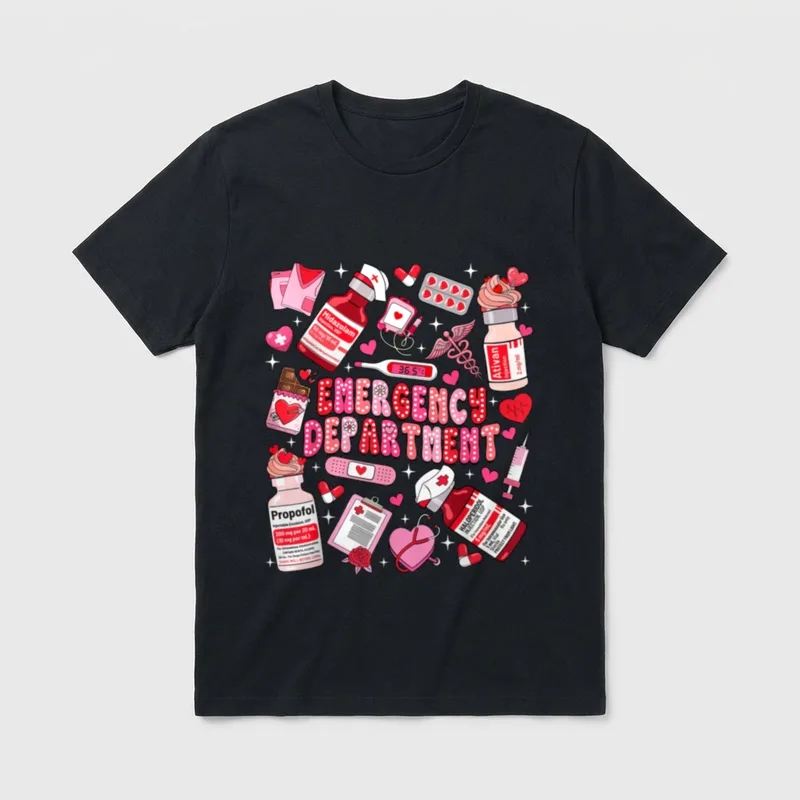 Emergency Department ED ER Nurse Valentines T-Shirt – Classic T-Shirt in Black