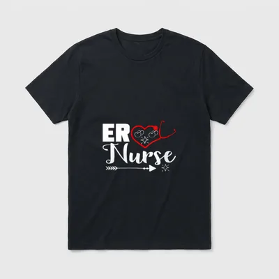 ER NURSE Emergency Room Nursing Heartbeat T-Shirt – Classic T-Shirt in Black