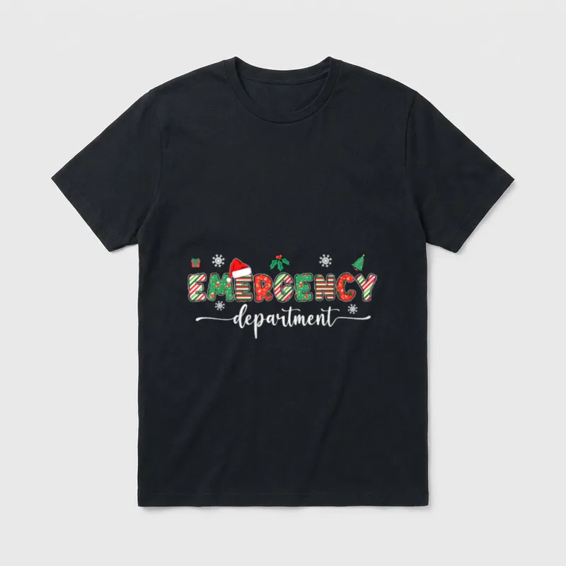 Groovy Emergency Department Christmas Santa ER T-Shirt – Classic T-Shirt in Black