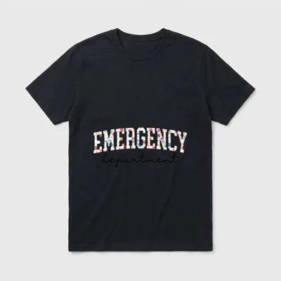 Floral ER Nurse Emergency Department Room T-Shirt – Classic T-Shirt in Black