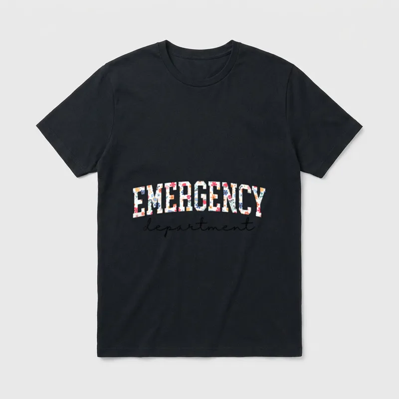 Floral ER Nurse Emergency Department Room T-Shirt – Classic T-Shirt in Black