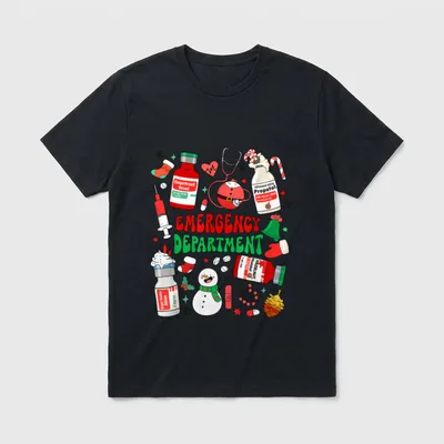 Christmas Emergency Room ER RN Department T-Shirt – Classic T-Shirt in Black