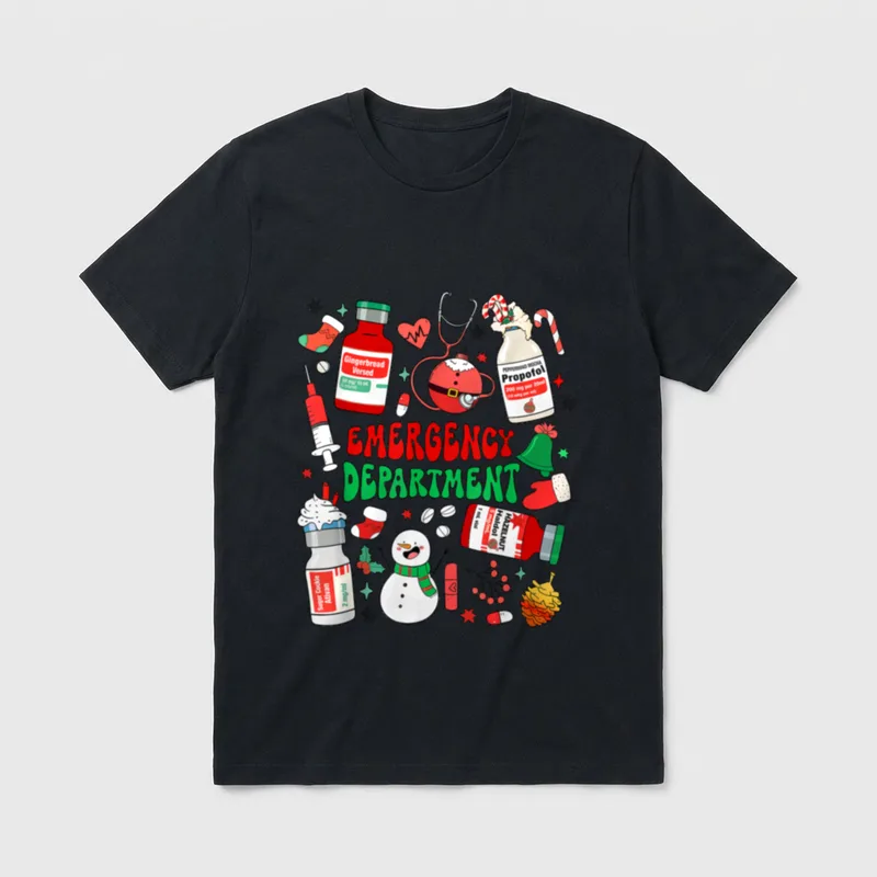 Christmas Emergency Room ER RN Department T-Shirt – Classic T-Shirt in Black
