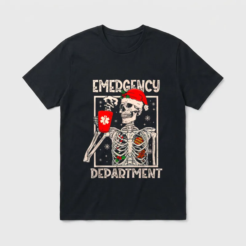 Emergency Department Skeleton Coffee ER Nurse T-Shirt – Classic T-Shirt in Black