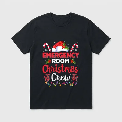 Emergency Room Christmas Crew Funny Nurse T-Shirt – Classic T-Shirt in Black