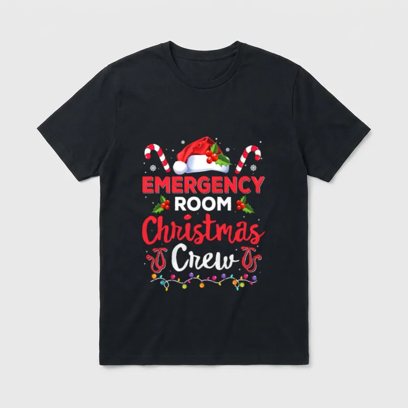 Emergency Room Christmas Crew Funny Nurse T-Shirt – Classic T-Shirt in Black