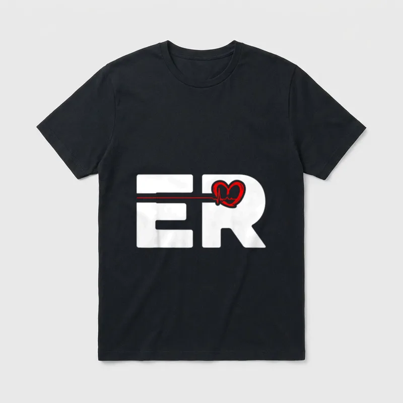 Emergency Nurse ER Heartbeat First Responder T-Shirt – Classic T-Shirt in Black