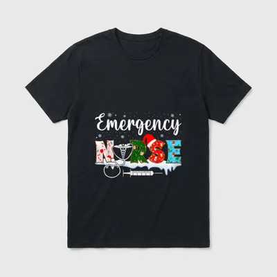 Emergency Nurse Christmas ER Nursing Practitioner T-Shirt – Classic T-Shirt in Black