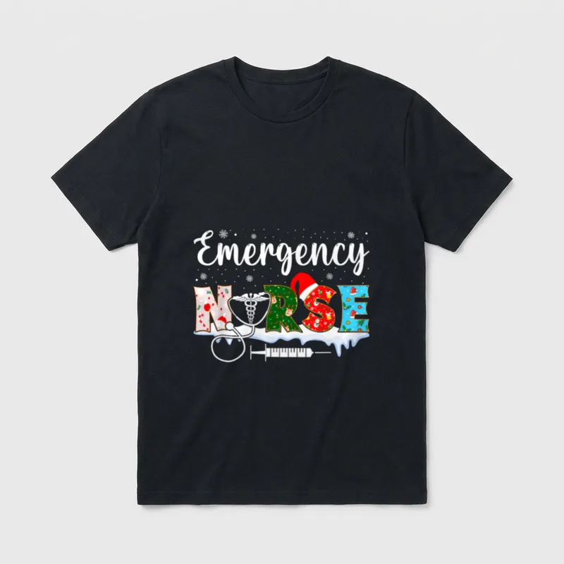 Emergency Nurse Christmas ER Nursing Practitioner T-Shirt – Classic T-Shirt in Black