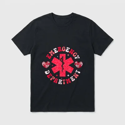 Emergency Department Valentines Day ER Nurse T-Shirt – Classic T-Shirt in Black