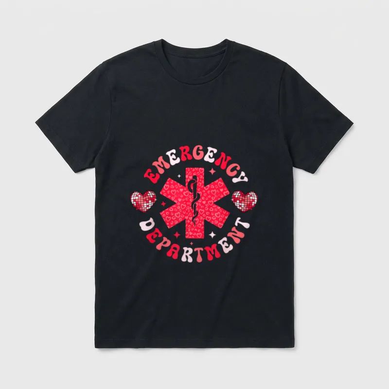 Emergency Department Valentines Day ER Nurse T-Shirt – Classic T-Shirt in Black