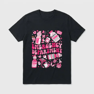 Emergency Department ED ER Nurse Retro T-Shirt – EMERGENCY DEPARTMENT – Classic T-Shirt in Black