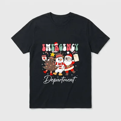 Emergency Department Christmas Santa Hat ER T-Shirt – Classic T-Shirt in Black