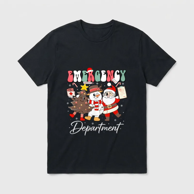 Emergency Department Christmas Santa Hat ER T-Shirt – Classic T-Shirt in Black