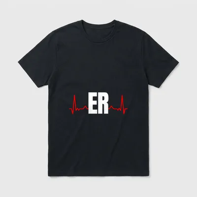 Emergency Medicine Room Nurse ER Get T-Shirt – White ER lettering over a red heartbeat line – Classic T-Shirt in Black