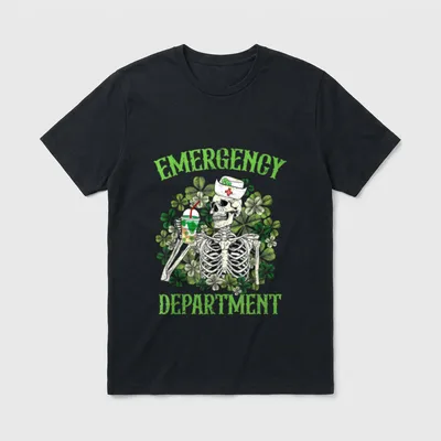 Emergency Department Skeleton Latte ER Nurse T-Shirt – Classic T-Shirt in Black